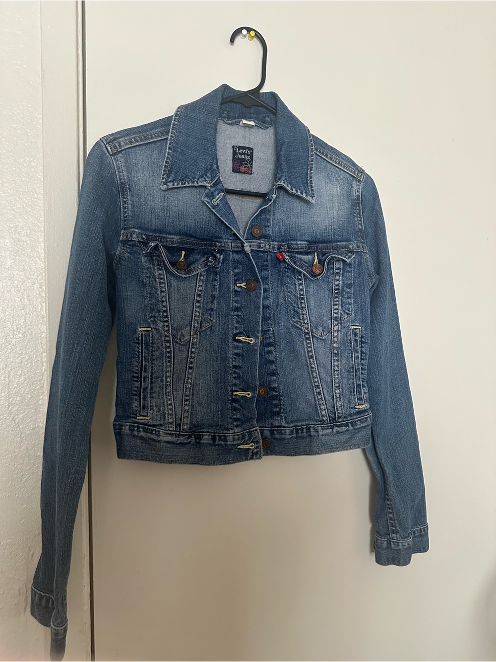 Levi's Blue Denim Jacket with Multicolor Floral Label